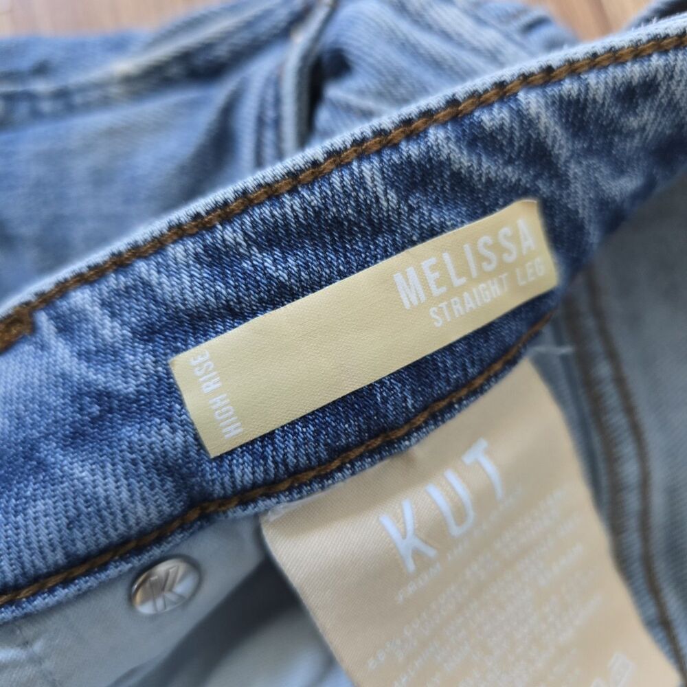 Evereve KUT from the Kloth Melissa High Rise Straight Leg Jeans Sz 6 Light Wash - Picture 5 of 11